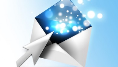 Email Letter With Sparkles and Arrow